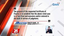 Aksyon Demokratiko, humiling ng certificate of finality mula sa Korte Suprema kaugnay sa P203-B estate tax ng mga Marcos | 24 Oras