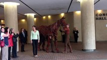Un cheval réagit à un cheval mécanique