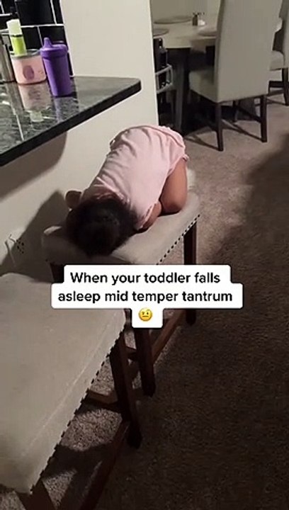 Toddler Falls Asleep Mid Temper Tantrum on Stool