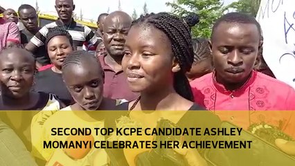 Second top KCPE candidate Ashley Momanyi celebrates her achievement
