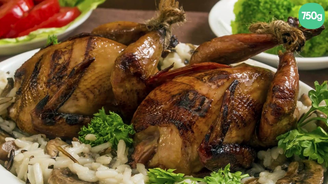 Cailles farcies aux champignons de Paris