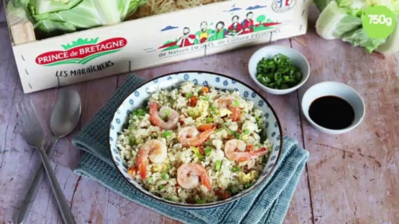 Riz de chou-fleur aux crevettes façon riz sauté