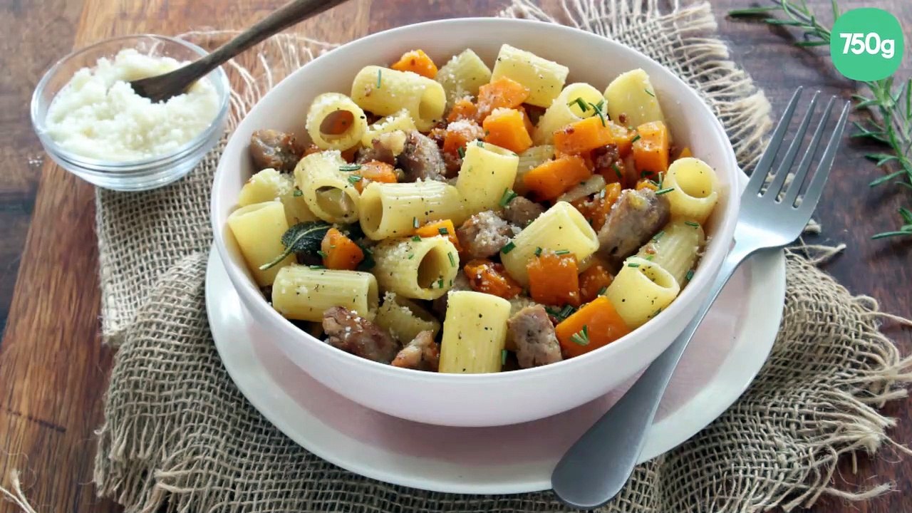 Pâtes à la courge Butternut et saucisses