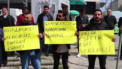 Plakaları iptal edilen taksiciler eylem yaptı