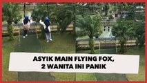 Asyik Main Flying Fox, 2 Wanita Ini Panik Mendadak Berhenti di Atas Danau