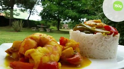 Gambas et noix de Saint-Jacques au lait de coco