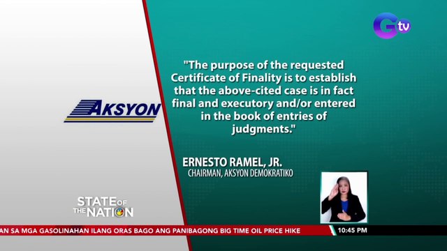 Aksyon Demokratiko, humiling ng Certificate of Finality mula sa SC kaugnay sa Estate Tax ng mga Marcos | SONA
