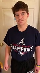 Noah shows off his Atlanta Braves World Series shirt
