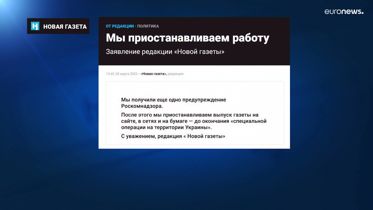 Zensur in Russland: 'Nowaja Gazeta' erscheint vorübergehend nicht mehr