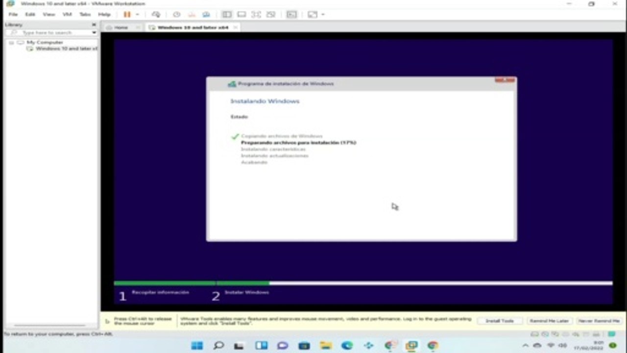 Instalar Windows 10 en VMware