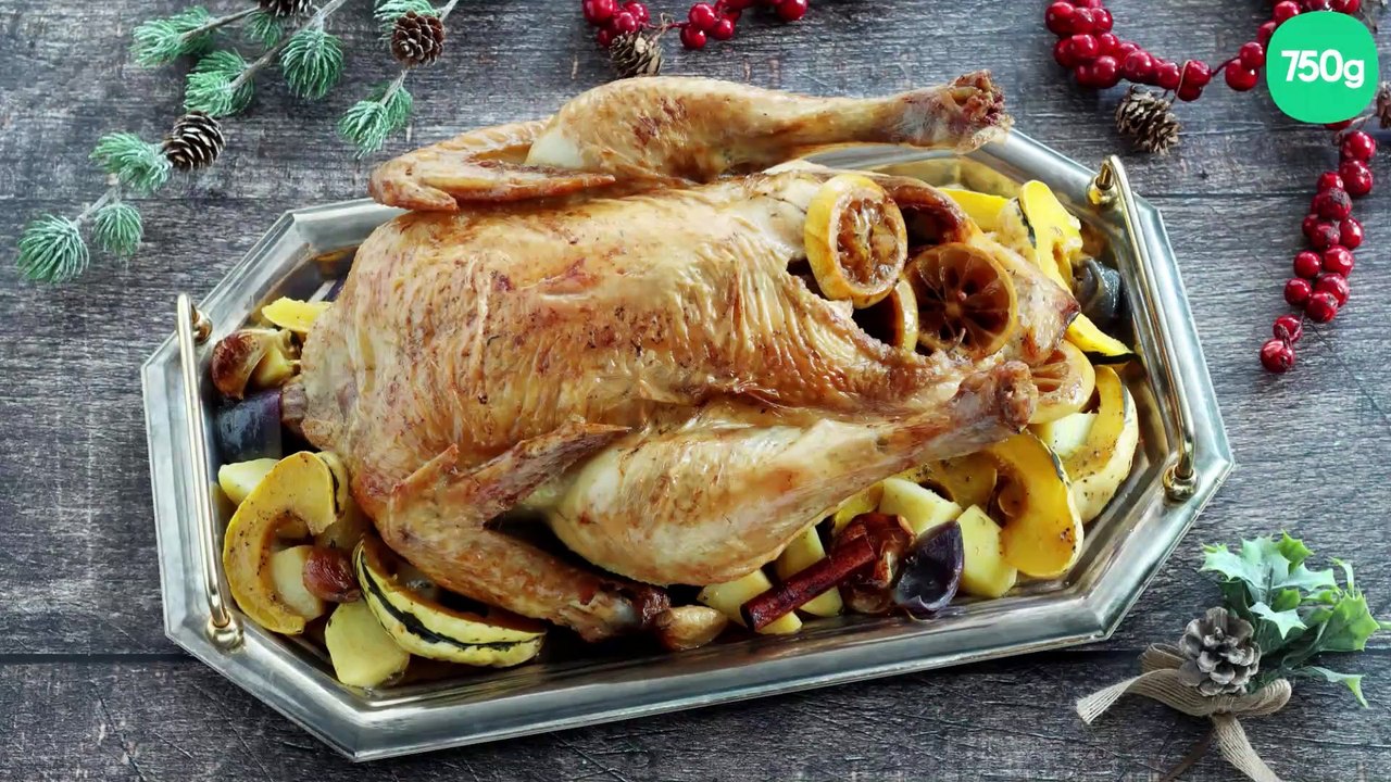 Chapon aux épices et légumes sautés au miel