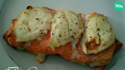 Pavé de saumon au chèvre et à la moutarde