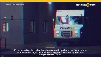 Conductor de FedEx sacó a niño de un accidente de auto