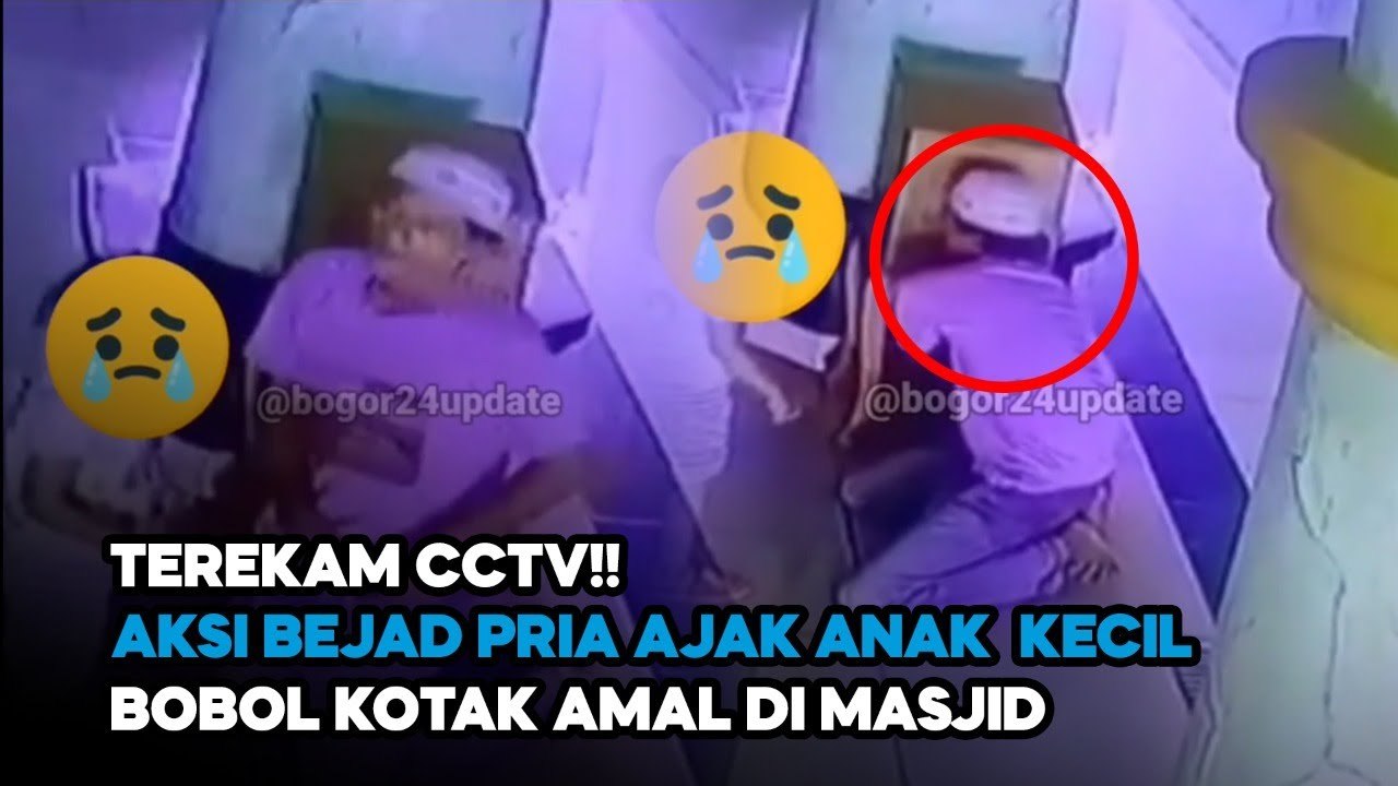 AKSI BEJAD PRIA AJAK ANAK KECIL BOBOL KOTAK AMAL MASJID TEREKAM CCTV