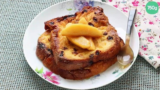 Panettone façon pain perdu aux pommes poêlées