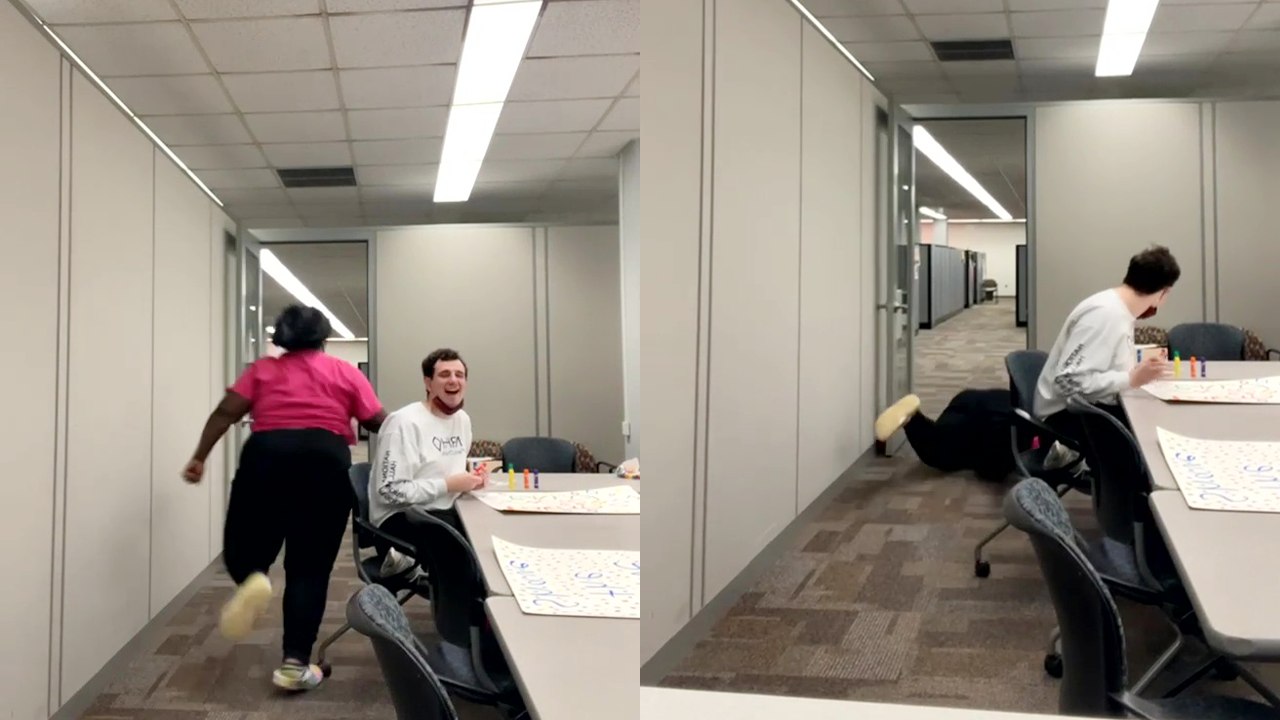 'Clumsy girl takes a HILARIOUS FALL after tripping on chair leg *Try ...