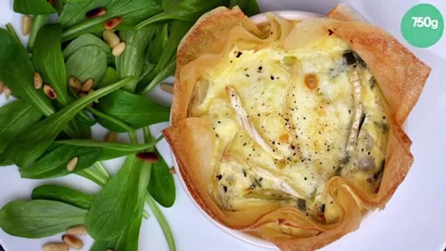 Tartelettes en feuilles de brick aux poireaux et au brie