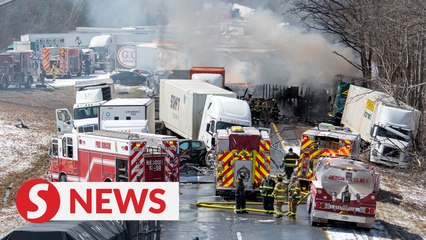 Fiery multi-vehicle crash filmed in Pennsylvania