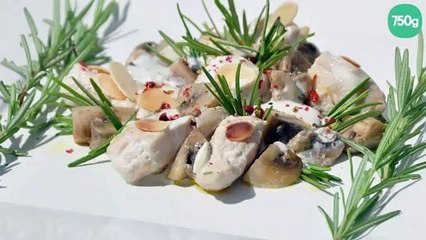 Fricassée de dinde aux champignons de Paris et au romarin