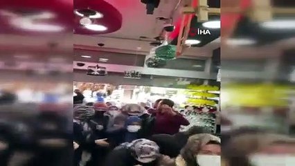 Ümraniye’de mağaza açılışında ucuzluk izdihamı kamerada