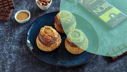 Choux craquelin au chocolat et au praliné