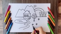 SCENERY DRAWING FOR KIDS | VERY VERY EASY SCENERY | NATURE DRAWING FOR KIDS