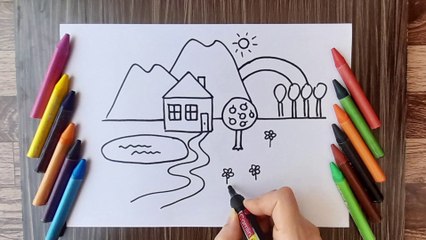 Tải video: SCENERY DRAWING FOR KIDS | VERY VERY EASY SCENERY | NATURE DRAWING FOR KIDS