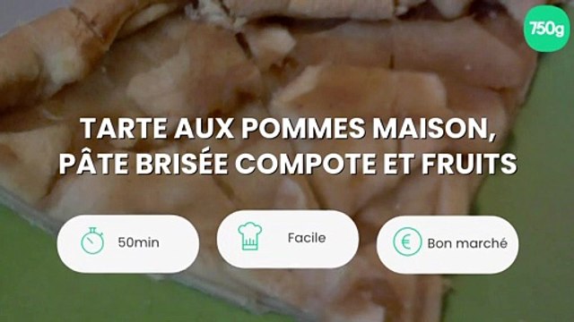 Tarte aux pommes maison, pâte brisée compote et fruits