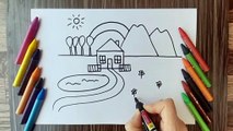SCENERY DRAWING FOR KIDS | VERY EASY SCENERY | NATURE DRAWING FOR KIDS
