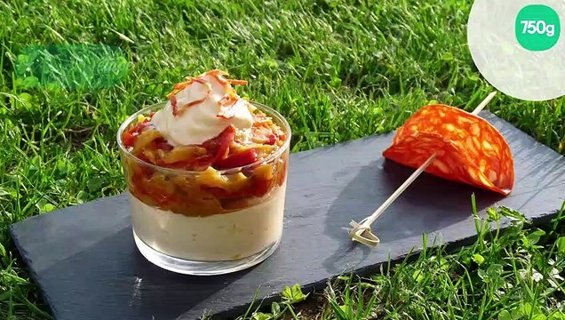 Verrine d'été aux deux poivrons et chorizo