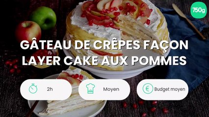 Gâteau de crêpes façon layer cake aux pommes