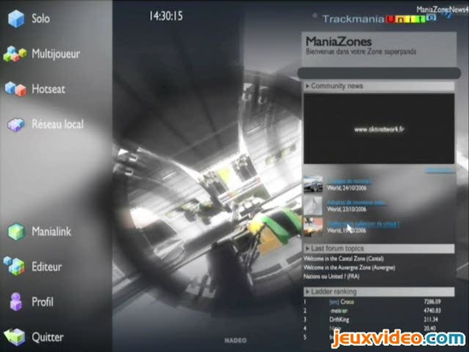 TrackMania United : Mode solo et menus