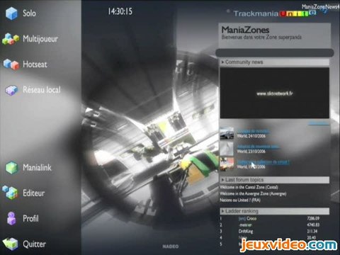 TrackMania United : Mode solo et menus