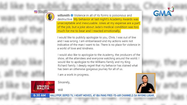 Will Smith, nag-issue na ng public apology | UB