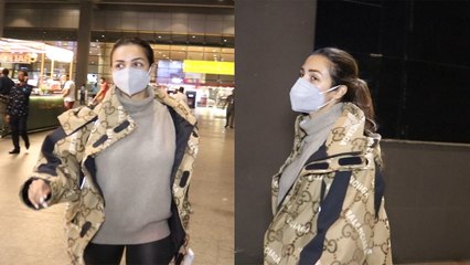 Malaika Arora महंगी जैकेट पहनकर Mumbai airport पर दिखी स्टाइलिश; Video | FilmiBeat