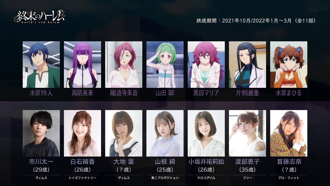 終末のハーレムの声優さんたちは、こんな顔！
