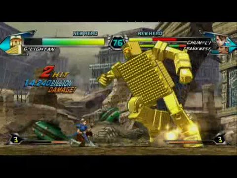 Tatsunoko vs. Capcom : Ultimate All-Stars : Gold Lightan Vs Frank West et Chun-Li