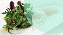 Gravelax de daurade marinée au sel et au fructose, petite salade d'herbes, vinaigrette aux agrumes par Grégory Cuilleron