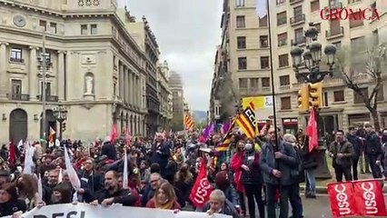 Protesta docentes en Via Laietana
