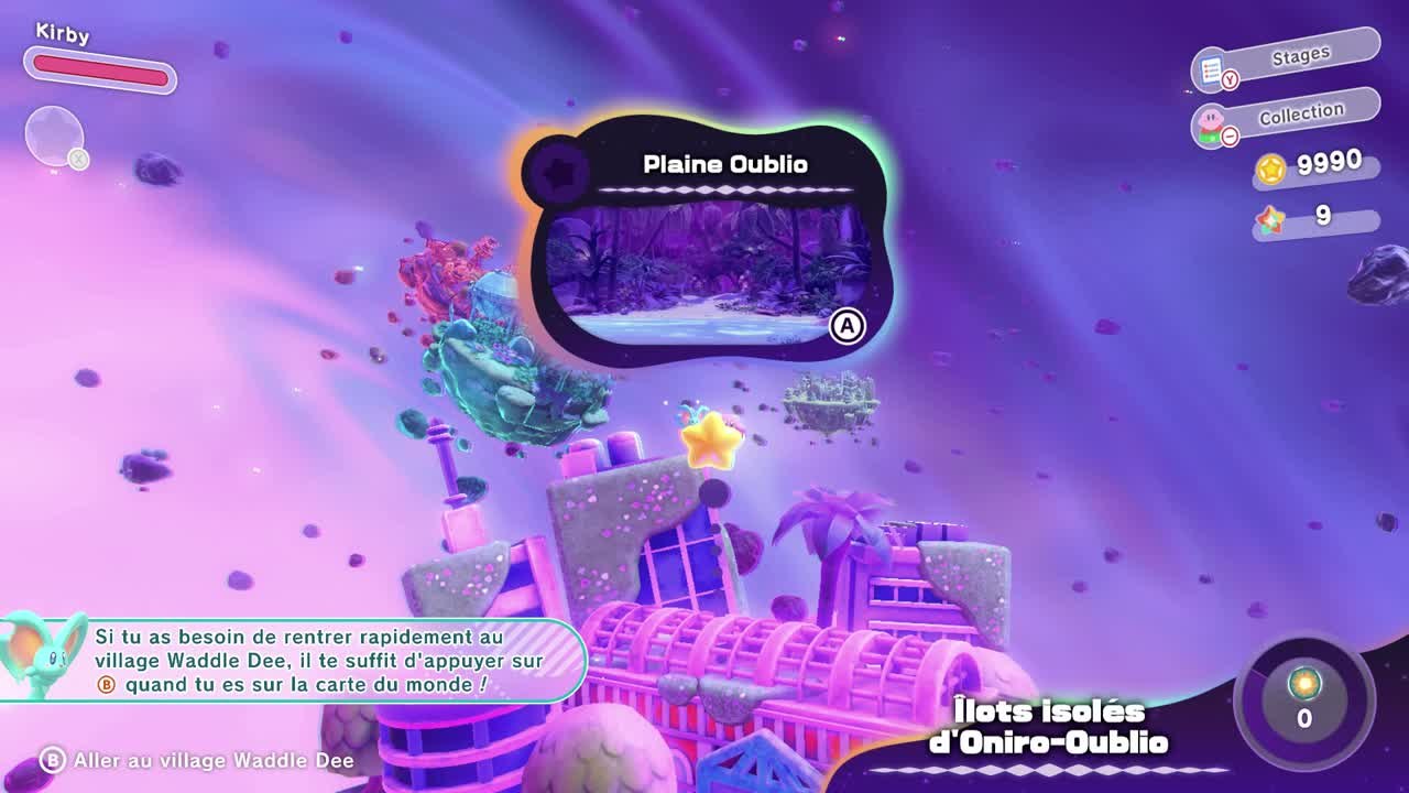 Kirby et le Monde Oublié – Soluce du niveau "Plaine Oublio" (monde bonus, niveau 1)