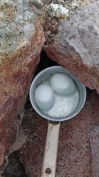 Boiling Eggs on Lava Rocks