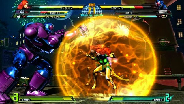 Marvel vs. Capcom 3 : Fate of Two Worlds : Hsien-Ko, Phoenix et Dr Fatalis vs. Sentinelle, Dante et Viewtiful Joe