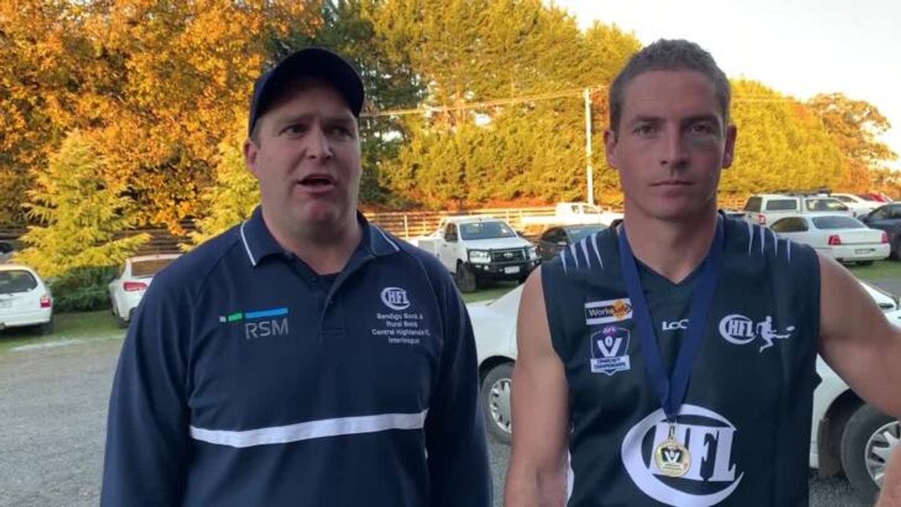 Central Highlands senior football joint-coach Rohan Brown and skipper Mark Gunnell