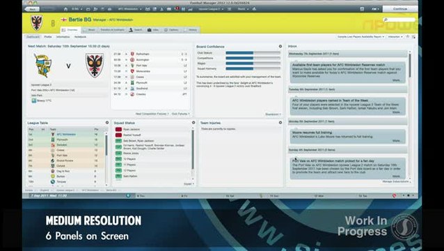 Football Manager 2012 : Interface adaptable