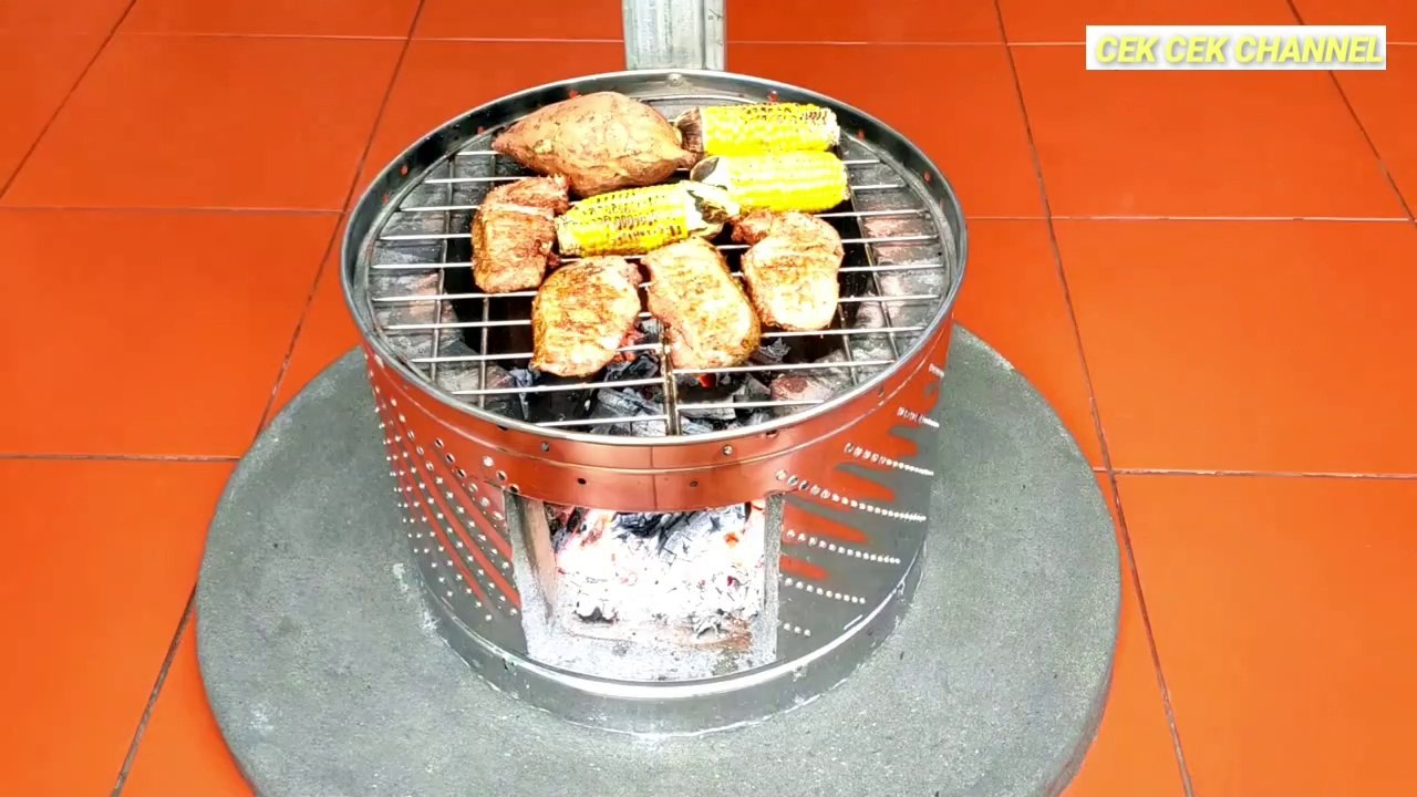 #03 Tungku kayu bakar dari kerangka mesin cuci || how to make firewood stove