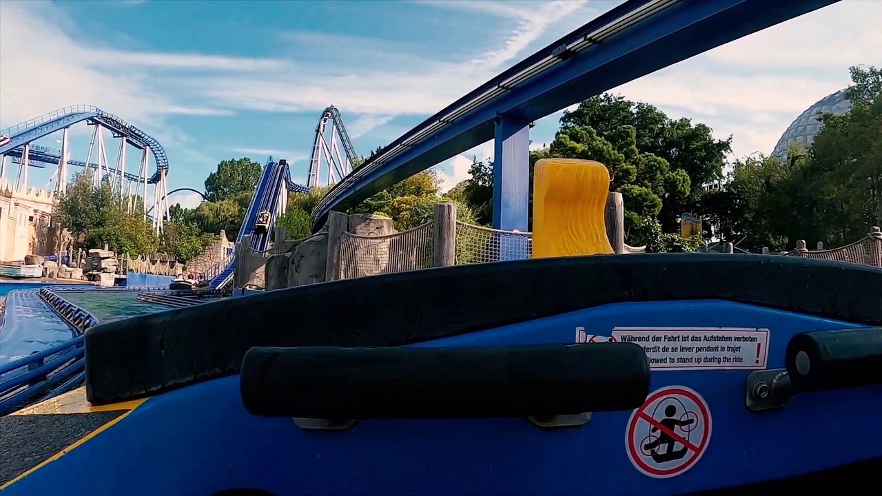 Poséidon Water Coaster / Flume (Europa Park - Rust, Germany) - 4k Water Flume POV Video