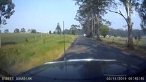 Dashcam footage captures a near head-on collision