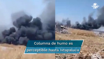 En plena contingencia se incendia basurero clandestino en Chalco