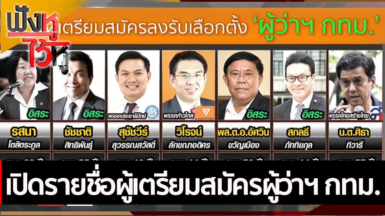 เปิดรายชื่อผู้เตรียมสมัครผู้ว่าฯ กทม.  | ฟังหูไ...