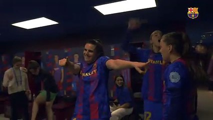 La celebración de las jugadoras del Barça en el vestuario tras el clásico histórico / FCB